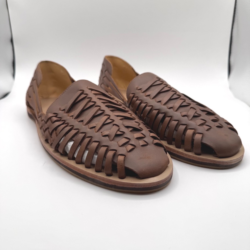 Nisolo‎ Men's 12.5 Huarache Woven Sandals Brown Leather Slip On New in Box
